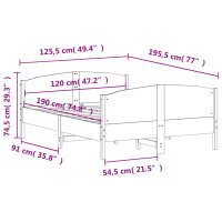 vidaXL Massivholzbett mit Kopfteil Wei&szlig; 120x190 cm Kiefer