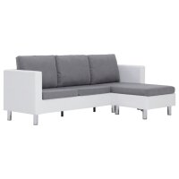 vidaXL 3-Sitzer-Sofa mit Kissen Wei&szlig; Kunstleder