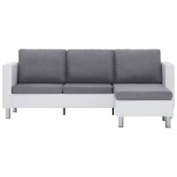 vidaXL 3-Sitzer-Sofa mit Kissen Wei&szlig; Kunstleder