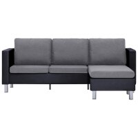 vidaXL 3-Sitzer-Sofa mit Kissen Schwarz Kunstleder