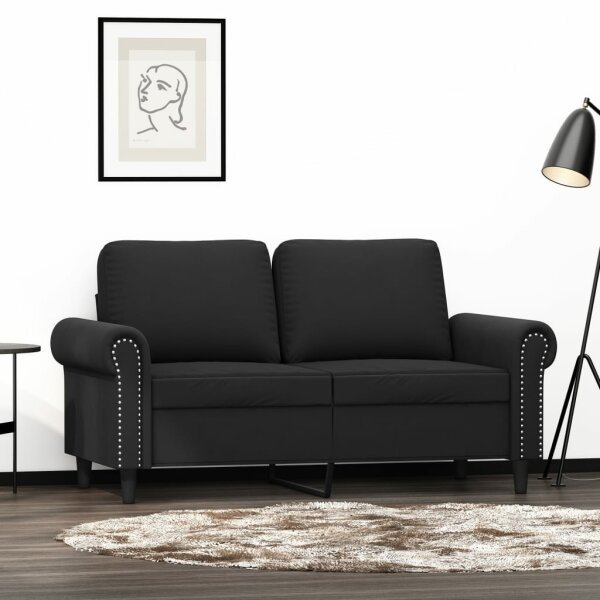 vidaXL 2-Sitzer-Sofa Schwarz 120 cm Samt