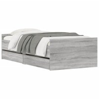 vidaXL Bett mit Schubladen Grau Sonoma 75x190 cm