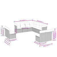 vidaXL 11-tlg. Garten-Sofagarnitur mit Kissen Grau Poly Rattan