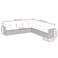 vidaXL 9-tlg. Garten-Sofagarnitur mit Kissen Grau Poly Rattan