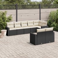 vidaXL 8-tlg. Garten-Sofagarnitur mit Kissen Schwarz Poly Rattan