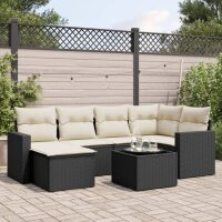 vidaXL 7-tlg. Garten-Sofagarnitur mit Kissen Schwarz Poly...