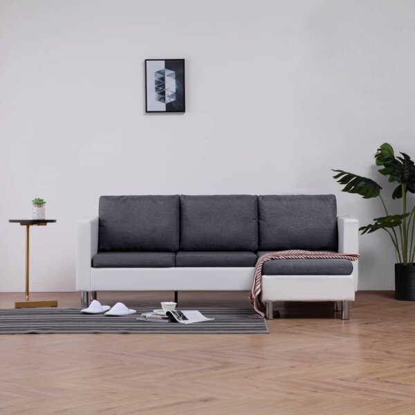 vidaXL 3-Sitzer-Sofa mit Kissen Wei&szlig; Kunstleder