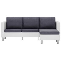 vidaXL 3-Sitzer-Sofa mit Kissen Wei&szlig; Kunstleder