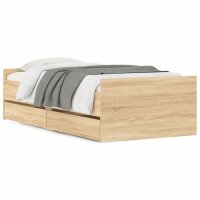 vidaXL Bett mit Schubladen Sonoma-Eiche 75x190 cm