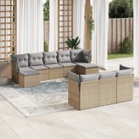 vidaXL 10-tlg. Garten-Sofagarnitur mit Kissen Beige Poly...