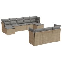 vidaXL 10-tlg. Garten-Sofagarnitur mit Kissen Beige Poly...