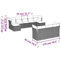 vidaXL 10-tlg. Garten-Sofagarnitur mit Kissen Beige Poly Rattan