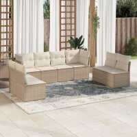 vidaXL 8-tlg. Garten-Sofagarnitur mit Kissen Beige Poly Rattan