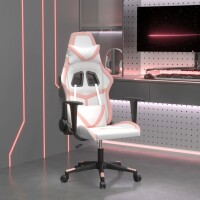 vidaXL Gaming-Stuhl Weiß und Rosa Kunstleder