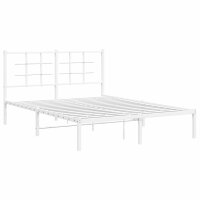 vidaXL Bettgestell mit Kopfteil Metall Wei&szlig; 135x190 cm