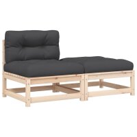 vidaXL Gartensofa ohne Armlehnen mit Kissen und Hocker