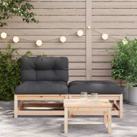 vidaXL Gartensofa ohne Armlehnen mit Kissen und Hocker