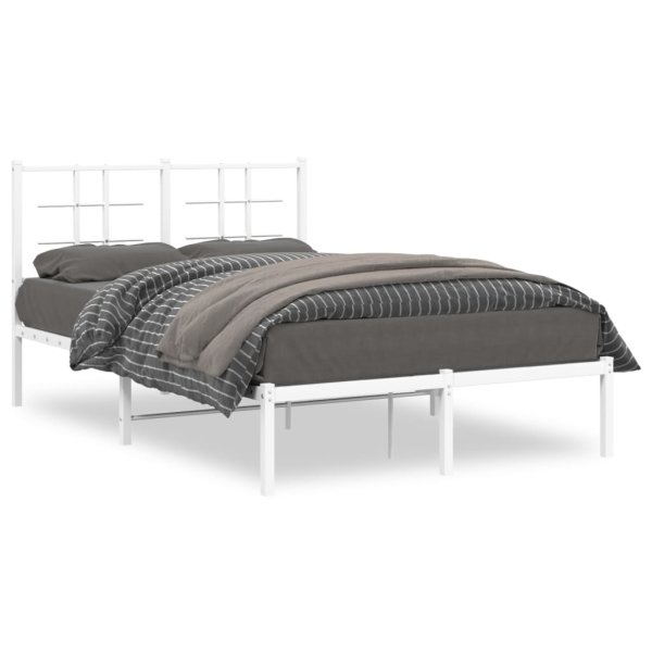 vidaXL Bettgestell mit Kopfteil Metall Weiß 120x190 cm