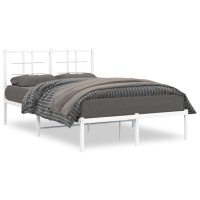 vidaXL Bettgestell mit Kopfteil Metall Weiß 120x190 cm