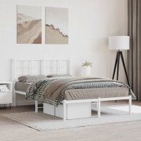 vidaXL Bettgestell mit Kopfteil Metall Weiß 120x190 cm