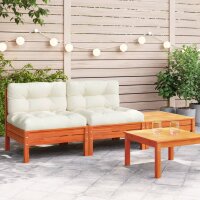 vidaXL Gartensofa mit Kissen und Hocker 2-Sitzer