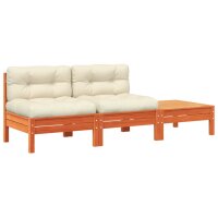 vidaXL Gartensofa mit Kissen und Hocker 2-Sitzer