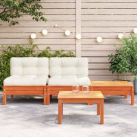 vidaXL Gartensofa mit Kissen und Hocker 2-Sitzer