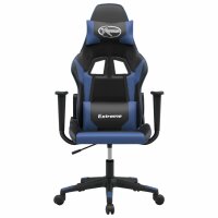 vidaXL Gaming-Stuhl mit Massagefunktion Schwarz und Blau Kunstleder