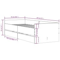 vidaXL Bettgestell mit Schubladen Grau Sonoma 90x190 cm