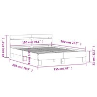 vidaXL Bettgestell mit Kopfteil Grau Sonoma 150x200 cm Holzwerkstoff