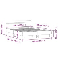 vidaXL Bettgestell mit Kopfteil R&auml;uchereiche 140x200 cm Holzwerkstoff