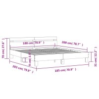 vidaXL Bettgestell mit Kopfteil Braun Eichen-Optik 180x200 cm