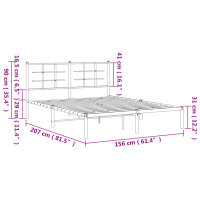 vidaXL Bettgestell mit Kopfteil Metall Wei&szlig; 150x200 cm