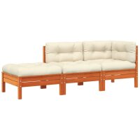 vidaXL Gartensofa mit Kissen und Hocker 2-Sitzer