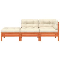 vidaXL Gartensofa mit Kissen und Hocker 2-Sitzer