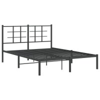 vidaXL Bettgestell mit Kopfteil Metall Schwarz 135x190 cm