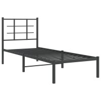 vidaXL Bettgestell mit Kopfteil Metall Schwarz 75x190 cm