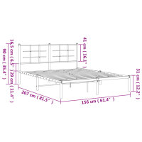 vidaXL Bettgestell mit Kopfteil Metall Schwarz 150x200 cm