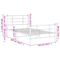 vidaXL Bettgestell mit Kopf- und Fu&szlig;teil Metall Schwarz 107x203 cm