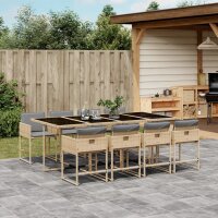 vidaXL 9-tlg. Garten-Essgruppe mit Kissen Beigemischung Poly Rattan