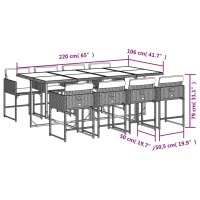 vidaXL 9-tlg. Garten-Essgruppe mit Kissen Beigemischung Poly Rattan