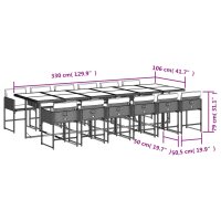 vidaXL 13-tlg. Garten-Essgruppe mit Kissen Beigemischung Poly Rattan