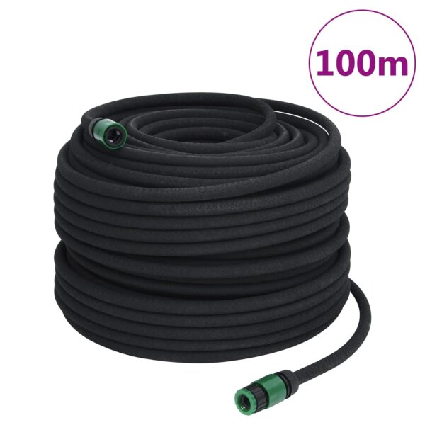 vidaXL Tropfschlauch Schwarz 0,6&quot; 100 m Gummi