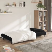 vidaXL Schlafsofa 2-Sitzer mit 2 Kissen Schwarz Samt