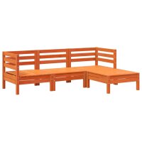 vidaXL Gartensofa 3-Sitzer mit Hocker Wachsbraun Massivholz Kiefer