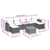 vidaXL 8-tlg. Garten-Sofagarnitur mit Kissen Schwarz Poly Rattan