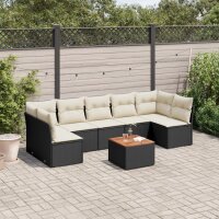 vidaXL 8-tlg. Garten-Sofagarnitur mit Kissen Schwarz Poly...