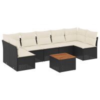 vidaXL 8-tlg. Garten-Sofagarnitur mit Kissen Schwarz Poly...