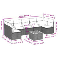 vidaXL 8-tlg. Garten-Sofagarnitur mit Kissen Schwarz Poly Rattan