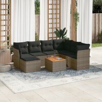 vidaXL 8-tlg. Garten-Sofagarnitur mit Kissen Grau Poly...